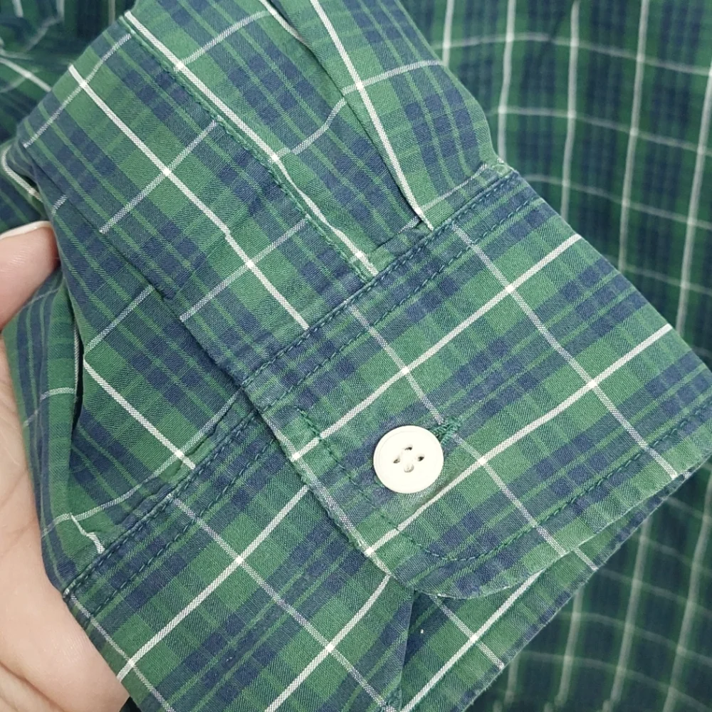 Abercrombie and Fitch Men's Size Medium Long Sleeve Shirt Plaid Muscle Green